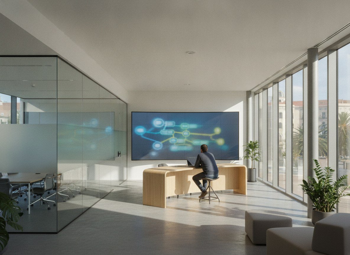 Il·lustració generada amb IA: Accenture inaugura a Barcelona un centre per desenvolupar IA agentiva amb empreses i administracions catalanes