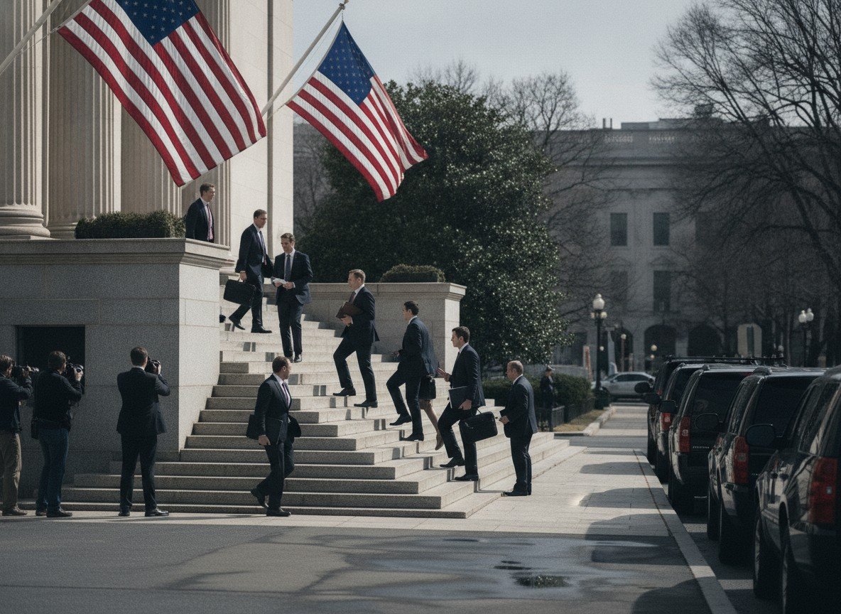 Il·lustració editorial de Sam Altman visita avui la Casa Blanca per negociar com se supervisaran els models d'IA abans de sortir al mercat