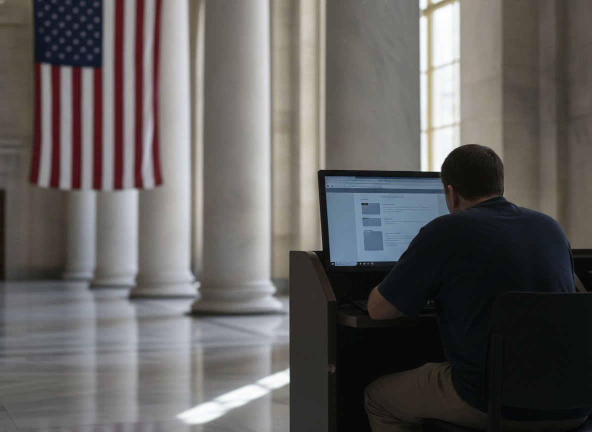 Il·lustració generada amb IA: Trump estrena America.gov, un portal amb Gemini i Grok que respon sobre els serveis de 29.000 webs federals