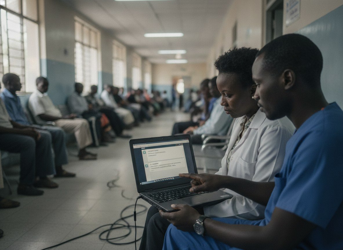 Il·lustració editorial de Un assaig amb 249 metges a Kenya, Indonèsia i els Països Baixos mostra que l'ajuda de GPT-4o millora més els diagnòstics on hi ha menys recursos
