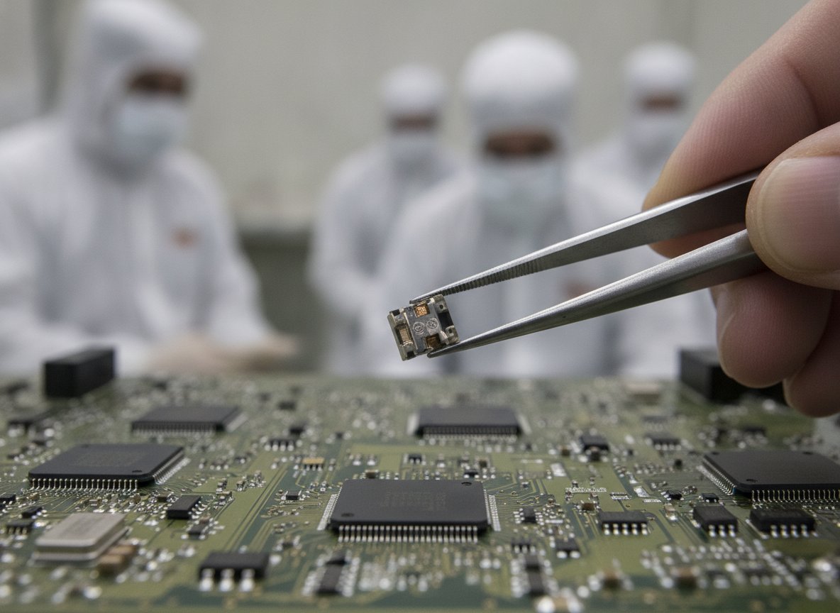 Il·lustració generada amb IA: Atomic Machines capta 250 milions de dòlars per fabricar microaparells a partir de codi, i el primer és un relé per a centres de dades d'IA