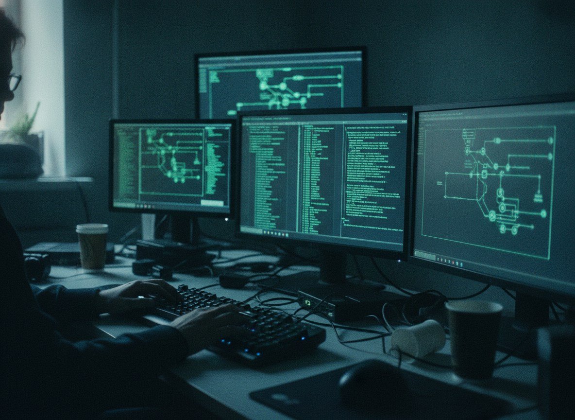 Il·lustració editorial de Una banda de ransomware russòfona fa servir l'assistent d'IA de Cursor per piratejar almenys set empreses de tres continents