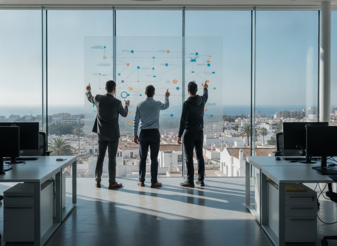 Il·lustració generada amb IA: Banc Sabadell farà servir la plataforma d'agents d'IA de T-Systems i diu que així no dependrà d'un sol proveïdor de models