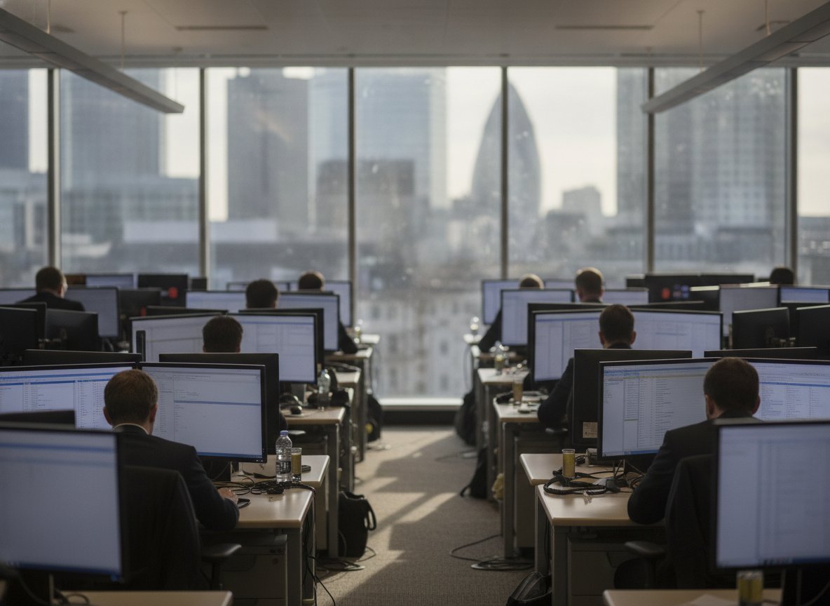 Il·lustració generada amb IA: Barclays posa Claude a disposició de 16.000 empleats i fa que classifiqui uns 120.000 correus al dia a la divisió de mercats