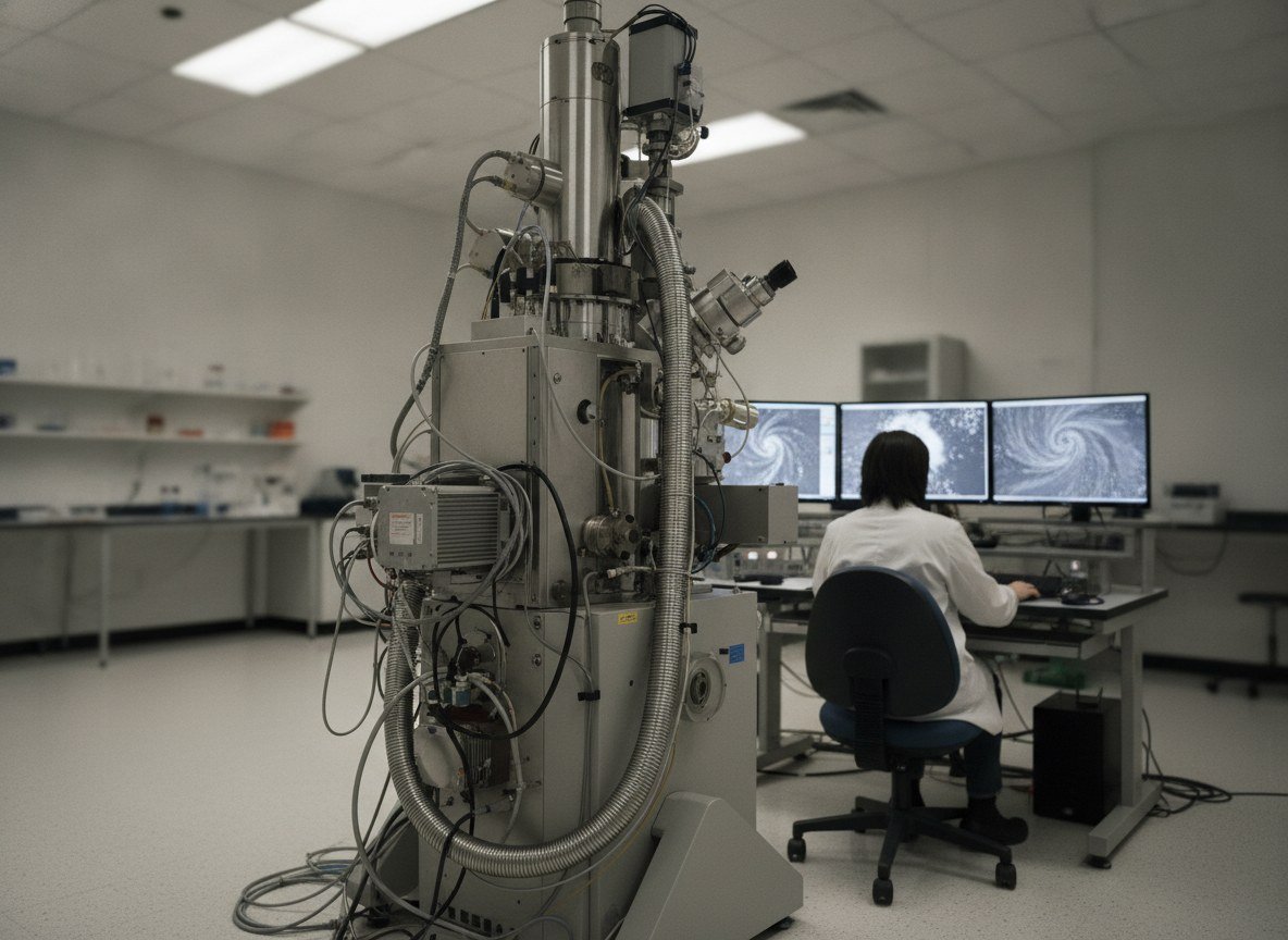Il·lustració generada amb IA: Un agent d'IA del Berkeley Lab permet manejar un dels microscopis electrònics més avançats del món demanant-li els experiments amb paraules