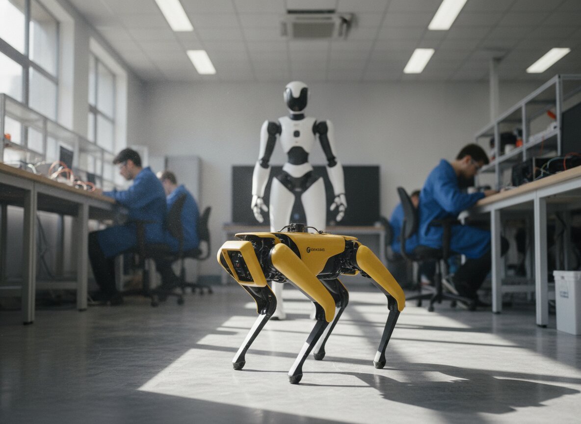 Il·lustració generada amb IA: Boston Dynamics nomena conseller delegat Rohit Prasad, fins fa poc cap científic d'Alexa i d'IA general a Amazon