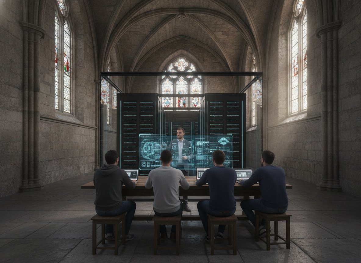 Il·lustració generada amb IA: El BSC AI Factory obre un programa d'acceleració de 14 setmanes per a 100 empreses emergents d'IA