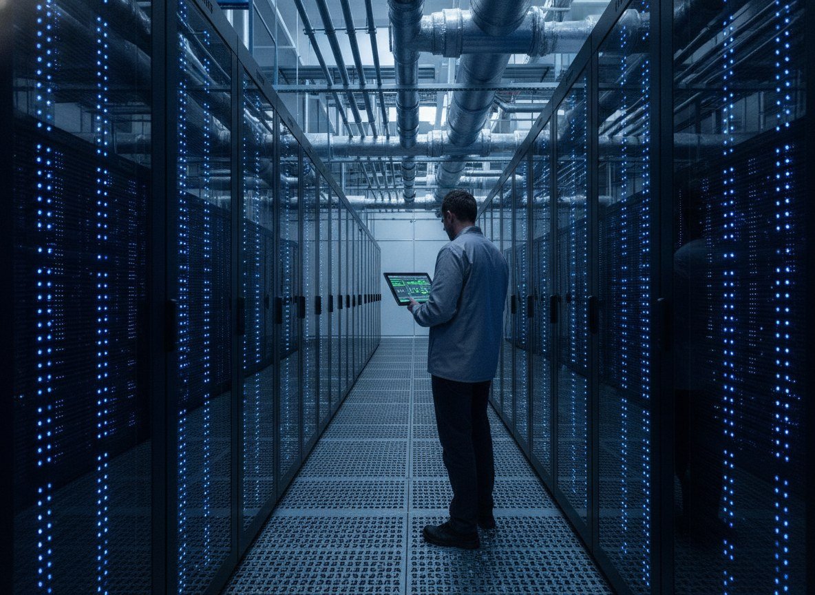 Il·lustració editorial de Investigadors del Barcelona Supercomputing Center publiquen una guia per reduir la petjada energètica de la IA aplicada al clima