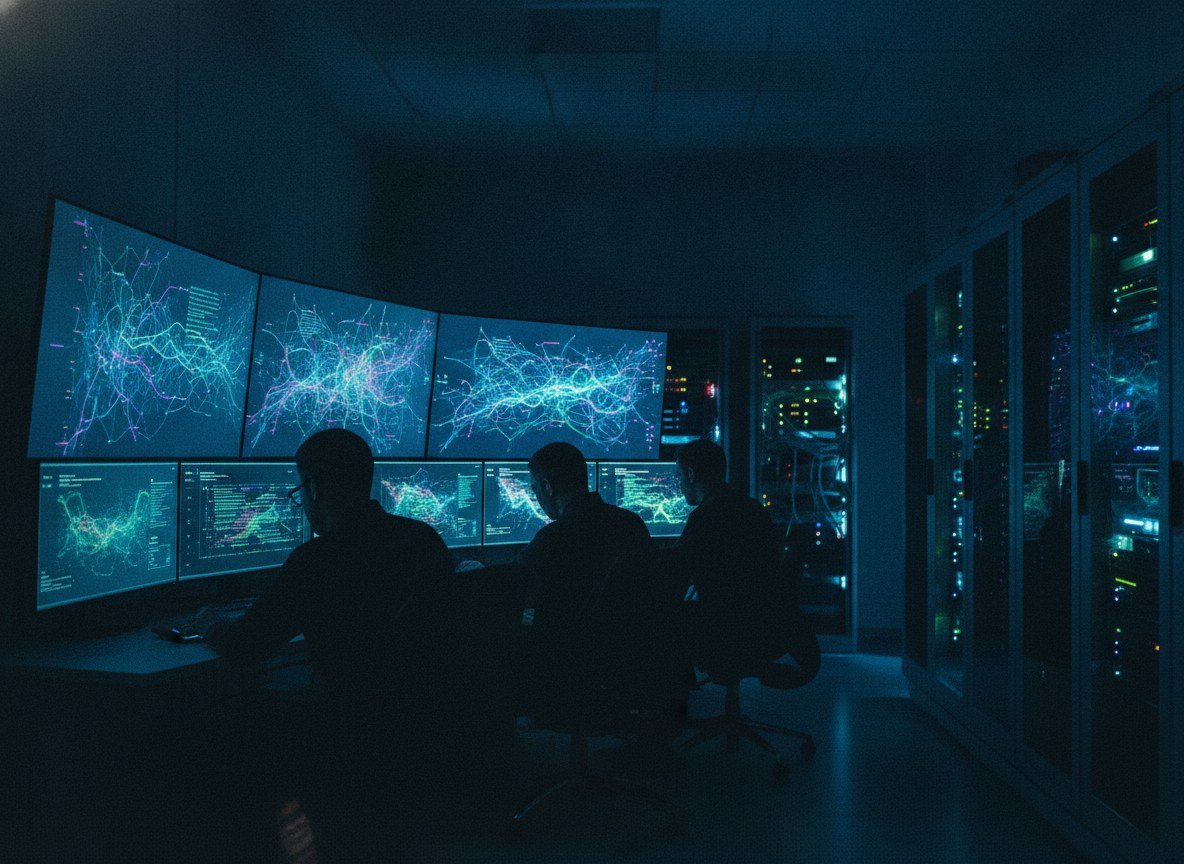 Il·lustració editorial de OpenAI, Anthropic, Google i més de cent empreses signen una carta per coordinar la defensa davant ciberatacs fets amb IA