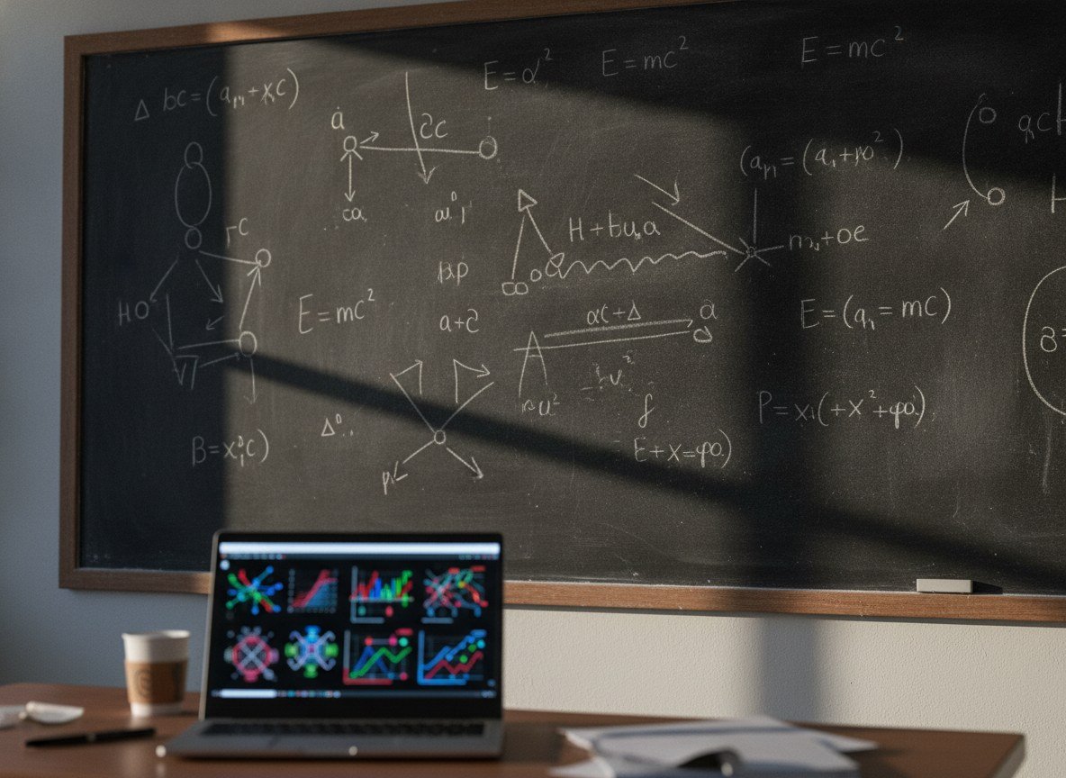 Il·lustració generada amb IA: Claude calcula per primer cop una amplitud de dispersió a nou bucles en física de partícules i supera el rècord d'un físic de SLAC