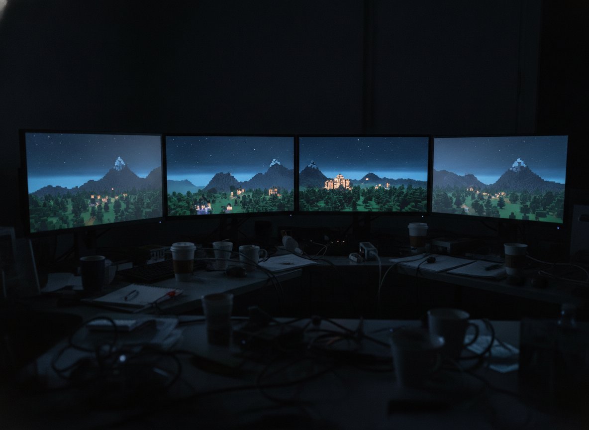 Il·lustració generada amb IA: Quatre agents d'IA de Google DeepMind aconsegueixen vèncer el drac d'Ender de Minecraft sense ajuda humana, en una sola partida