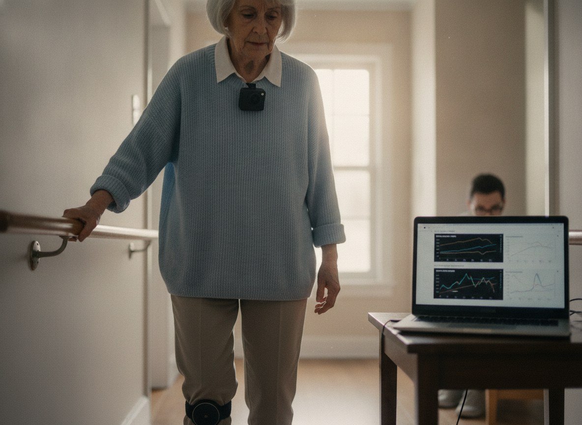 Il·lustració editorial de Un estudi combina vídeo en primera persona i sensors portàtils per detectar a casa els episodis de congelació de la marxa del Parkinson