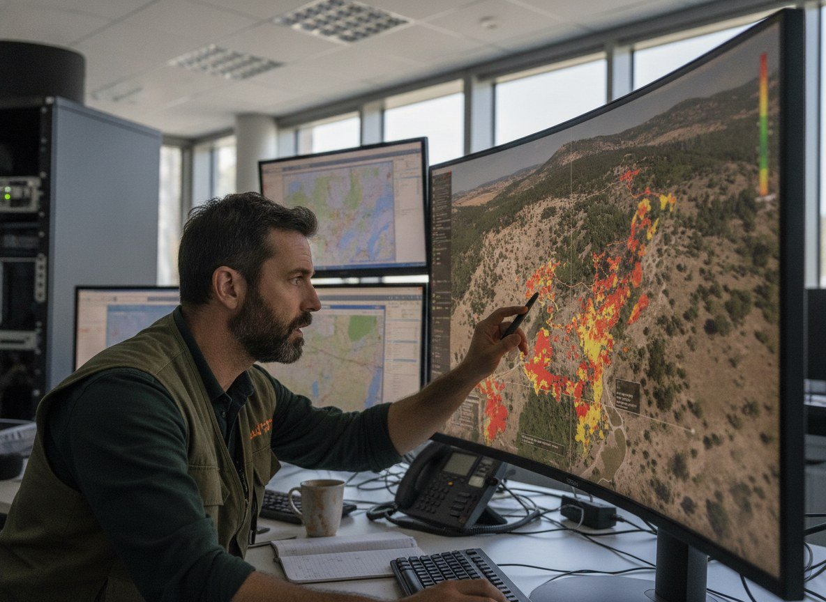 Il·lustració editorial de La catalana Earthpulse.ai converteix imatges de satèl·lit en alertes de risc d'incendi amb aprenentatge profund