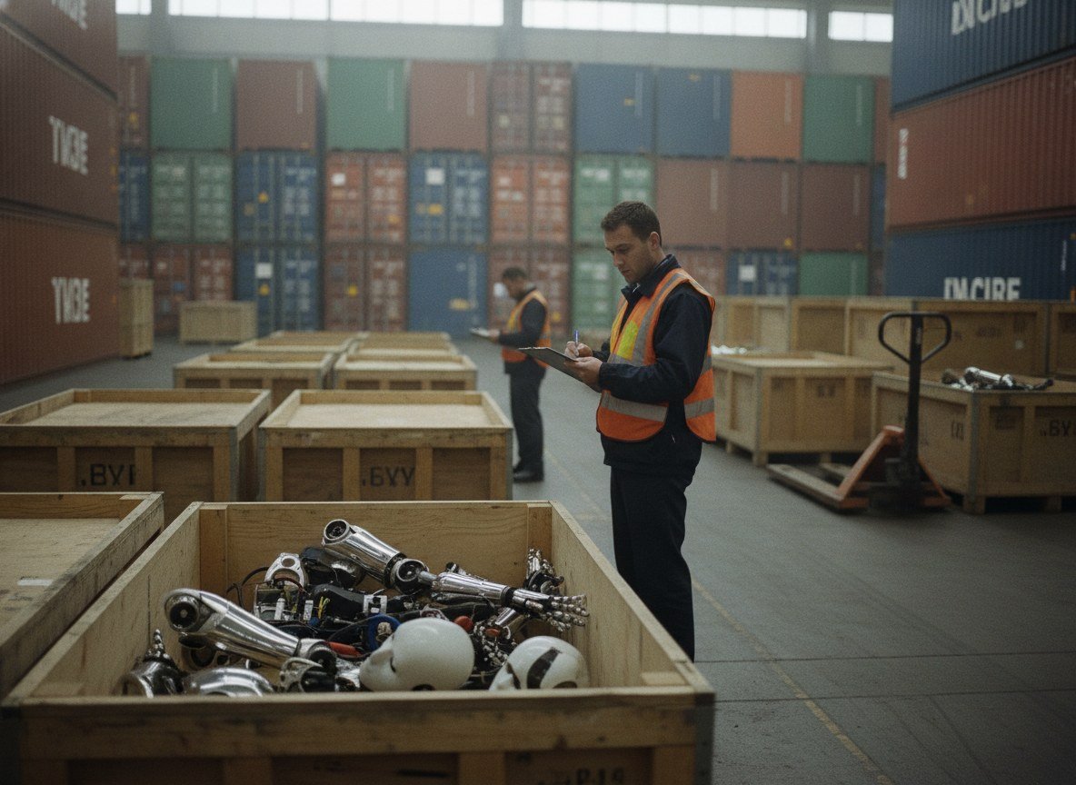 Il·lustració editorial de Els Estats Units prohibeixen la importació de nous robots humanoides i quadrúpedes fabricats a la Xina per motius de seguretat nacional