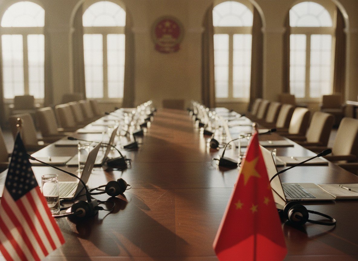 Il·lustració editorial de Els Estats Units proposen a la Xina vigilar junts els ciberatacs impulsats per IA abans de la cimera Trump-Xi