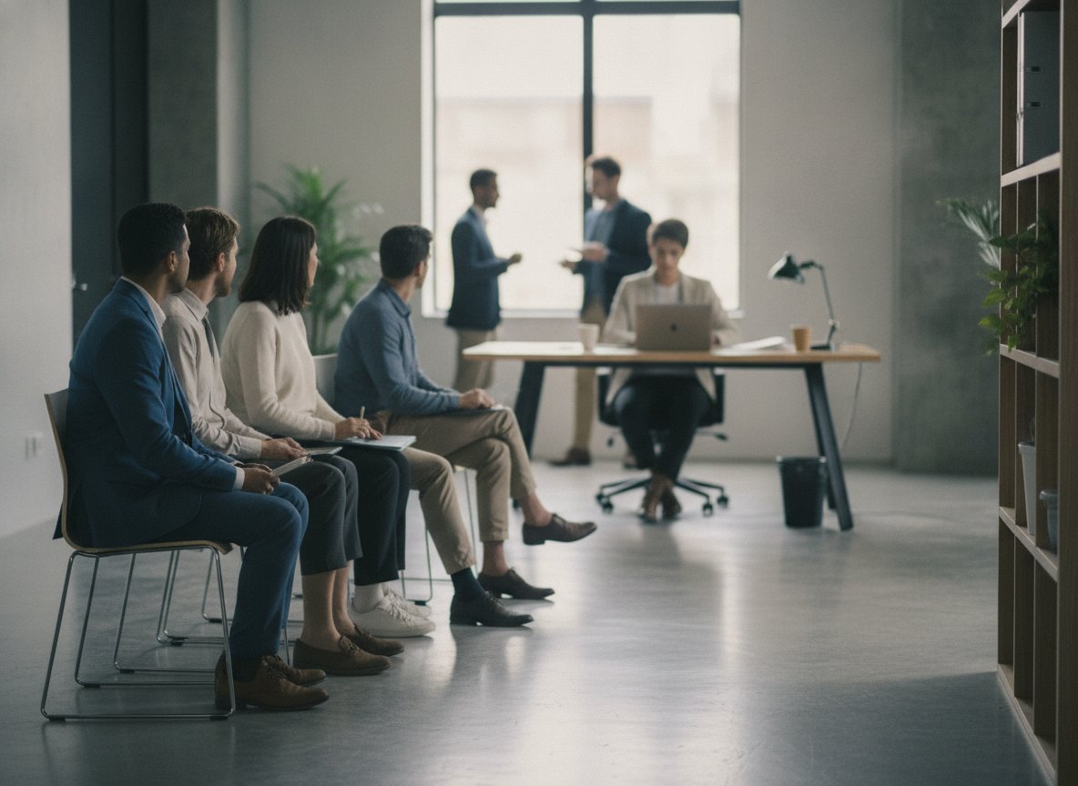 Il·lustració generada amb IA: Un estudi matemàtic qüestiona que usar el mateix algorisme de selecció a totes les empreses sigui sempre dolent per als candidats