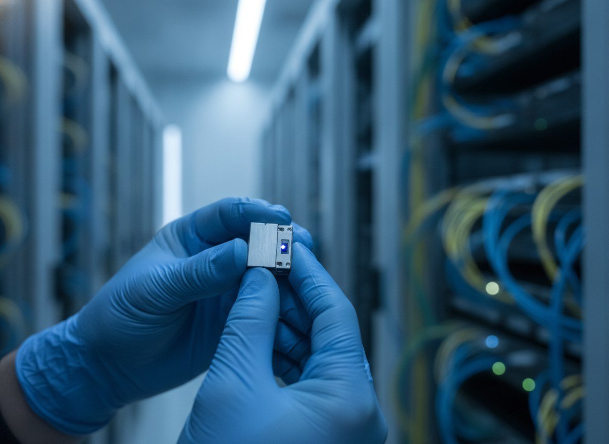 Il·lustració editorial de Washington prepara una prohibició d'importar transceptors òptics xinesos, una peça clau i poc coneguda dels centres de dades d'IA
