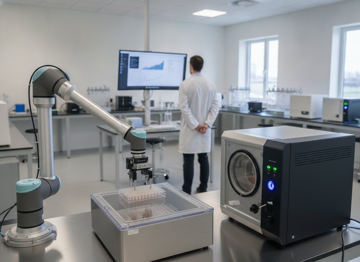 Il·lustració generada amb IA: Un laboratori d'IA de Chalmers formula hipòtesis, fa els experiments amb robots i descobreix interaccions poc estudiades en llevat