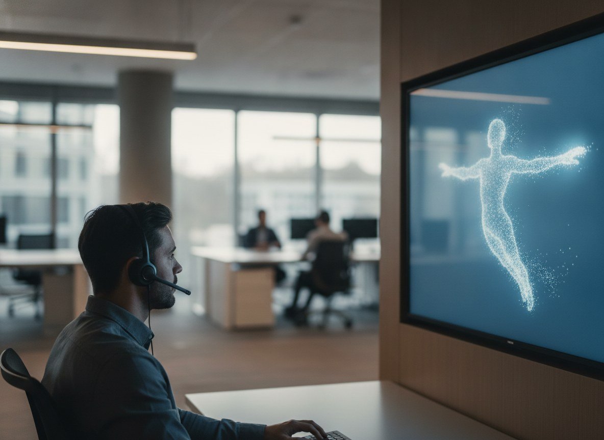 Il·lustració editorial de Google presenta Gemini 3.8 Live amb avatars de vídeo per a l'atenció al client de les empreses