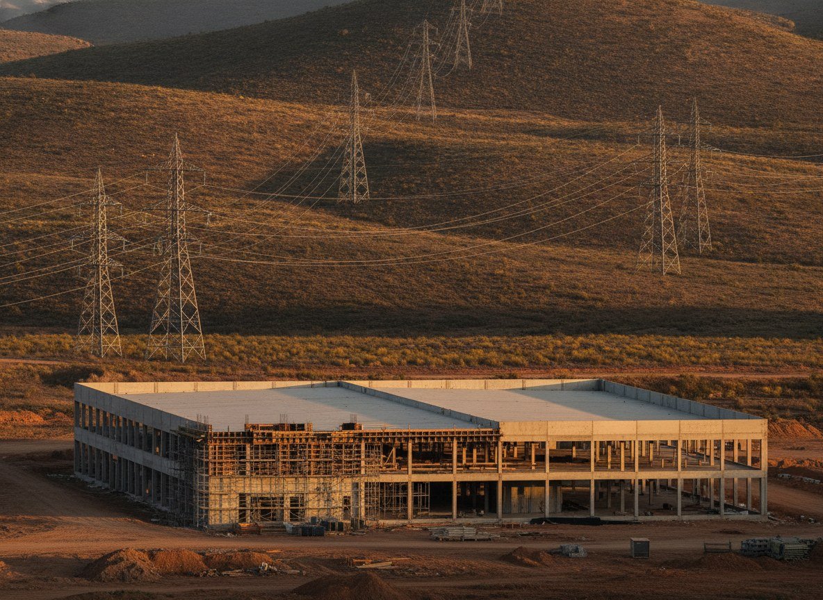 Il·lustració generada amb IA: La gigafactoria d'IA de Móra la Nova ja té els 54 MW per a la primera fase i assegura que gairebé no consumirà aigua