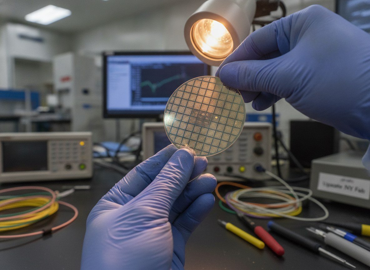 Il·lustració editorial de Washington destina 300 milions de dòlars a GlobalFoundries per fabricar connexions òptiques més ràpides per a la IA