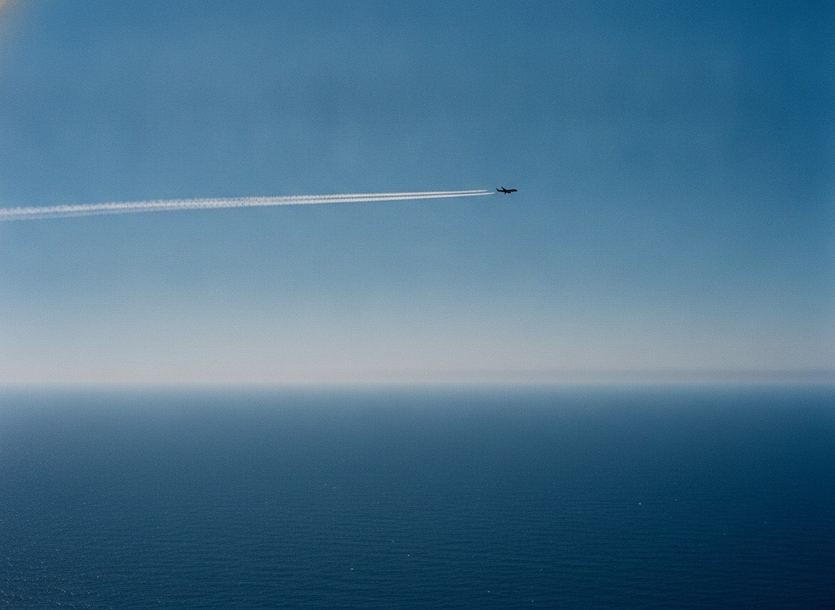 Il·lustració editorial de Google i el Regne Unit posen a prova un sistema d'IA per reduir les estel·les de condensació dels avions sobre l'Atlàntic