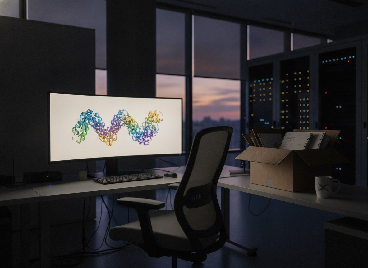 Il·lustració editorial de Google DeepMind desmantella l'equip de l'AlphaFold, el projecte que li va valer un Nobel fa menys d'un any