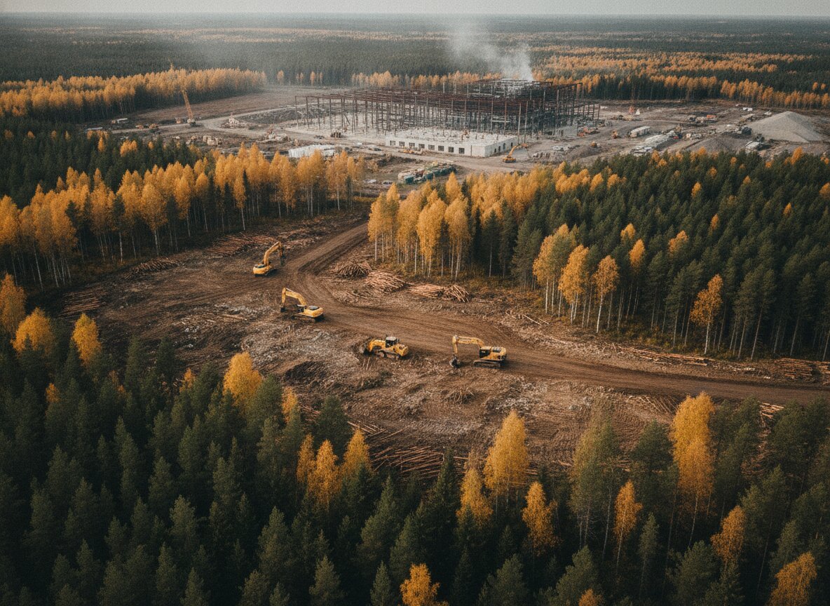 Il·lustració generada amb IA: Finlàndia investiga si Google va talar 300 hectàrees de bosc per als seus centres de dades sense l'avaluació ambiental obligatòria