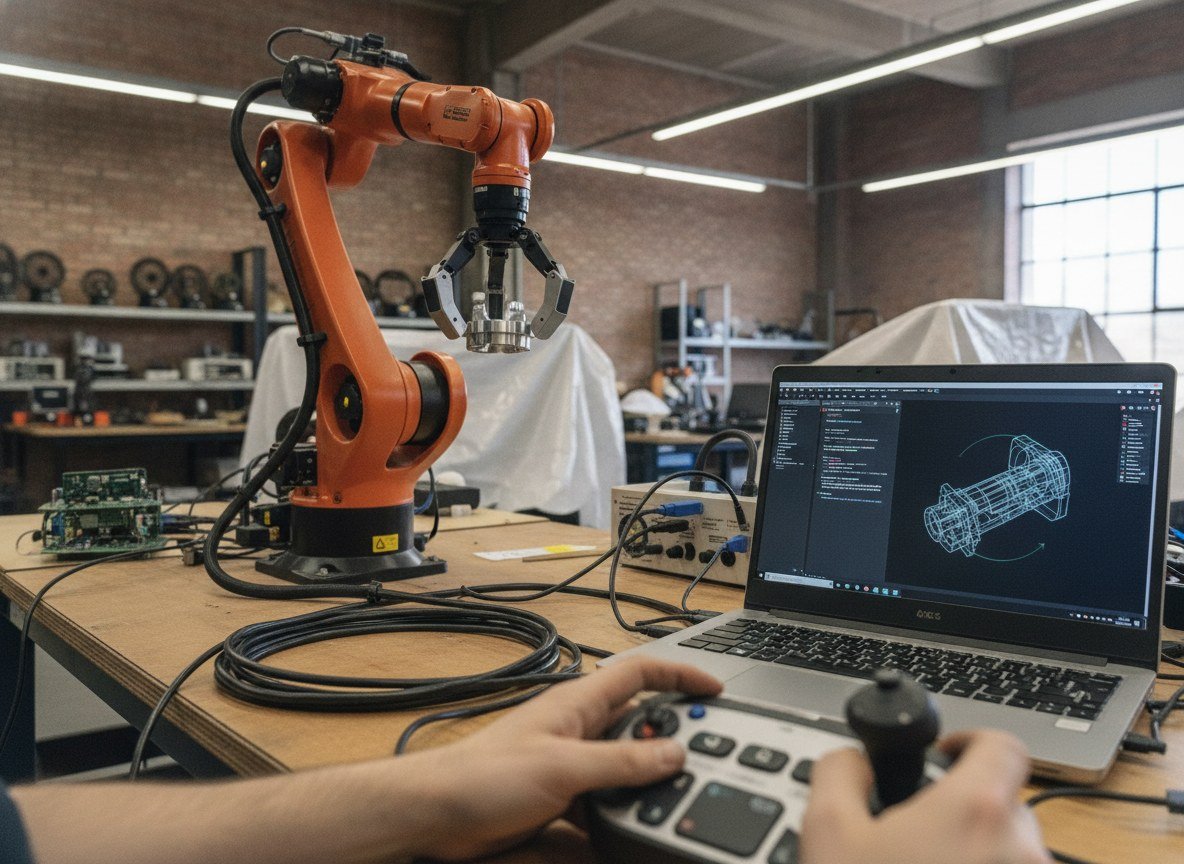 Il·lustració editorial de Alphabet allibera en codi obert el nucli de la seva plataforma de robòtica industrial