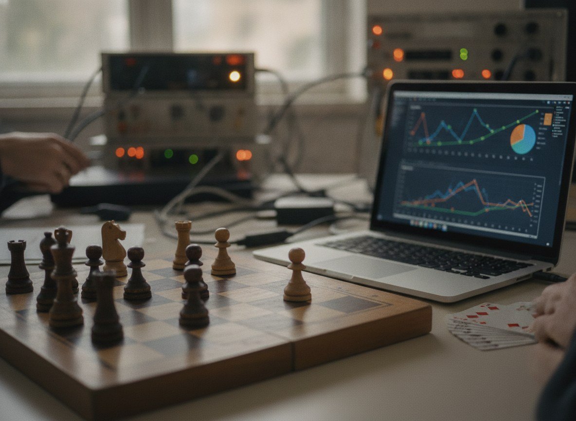 Il·lustració generada amb IA: Google presenta a arXiv una plataforma que posa els grans models de llenguatge a jugar a escacs, pòquer i «Werewolf» per avaluar-los