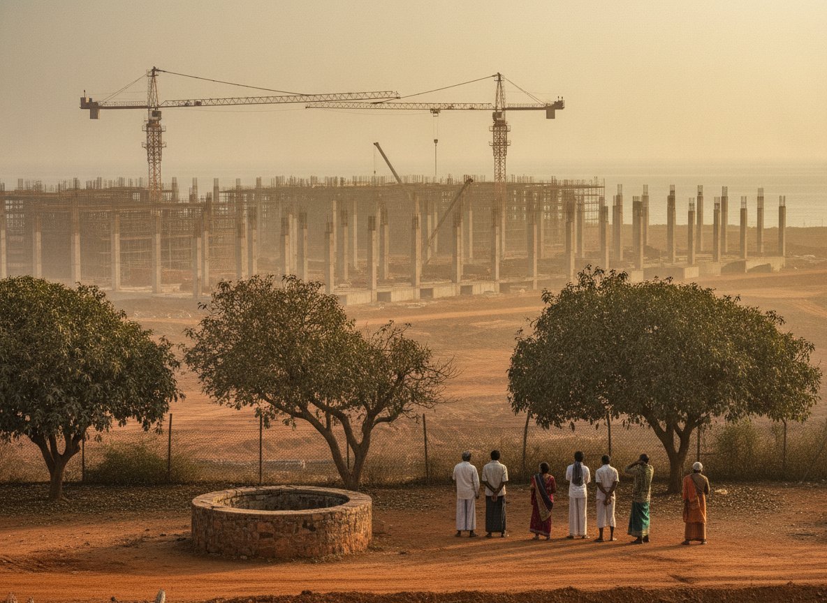 Il·lustració generada amb IA: El centre de dades de 15.000 milions que Google construeix a Visakhapatnam desperta protestes pel cost de l'aigua, l'energia i la terra