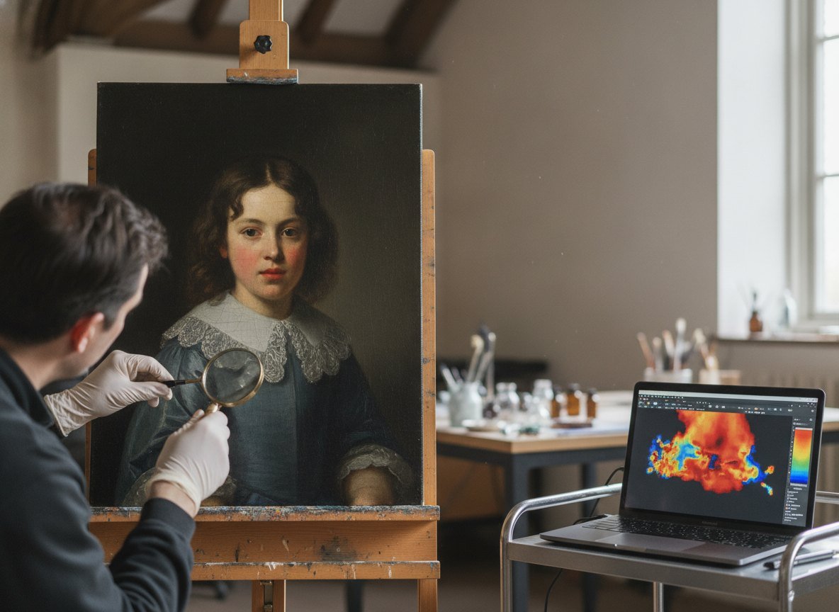 Il·lustració generada amb IA: Una IA de Carnegie Mellon ajuda a decidir si un quadre és de Rembrandt i mostra quines zones de la tela han pesat en el resultat
