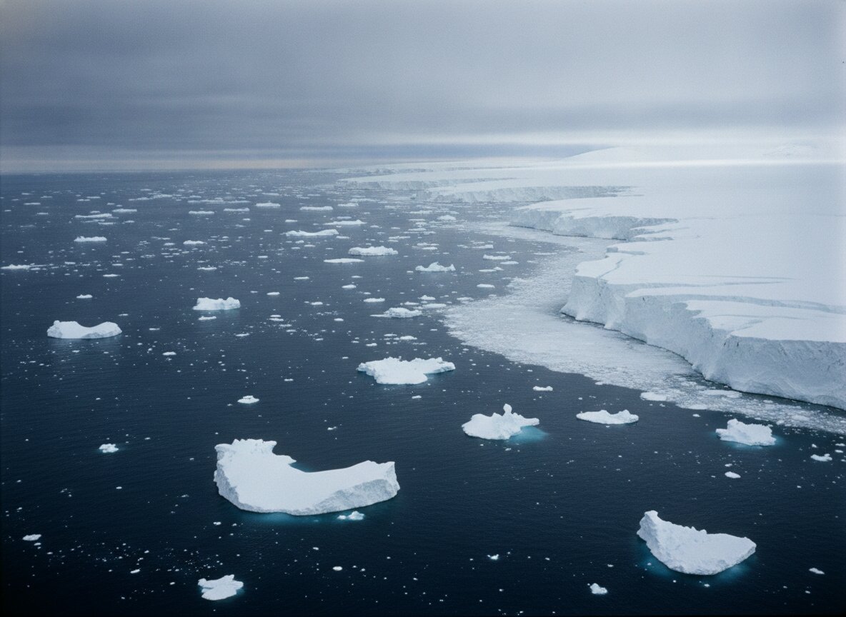 Il·lustració generada amb IA: Una IA localitza gairebé 40.000 icebergs encallats a l'Antàrtida, en el primer mapa de tot el continent