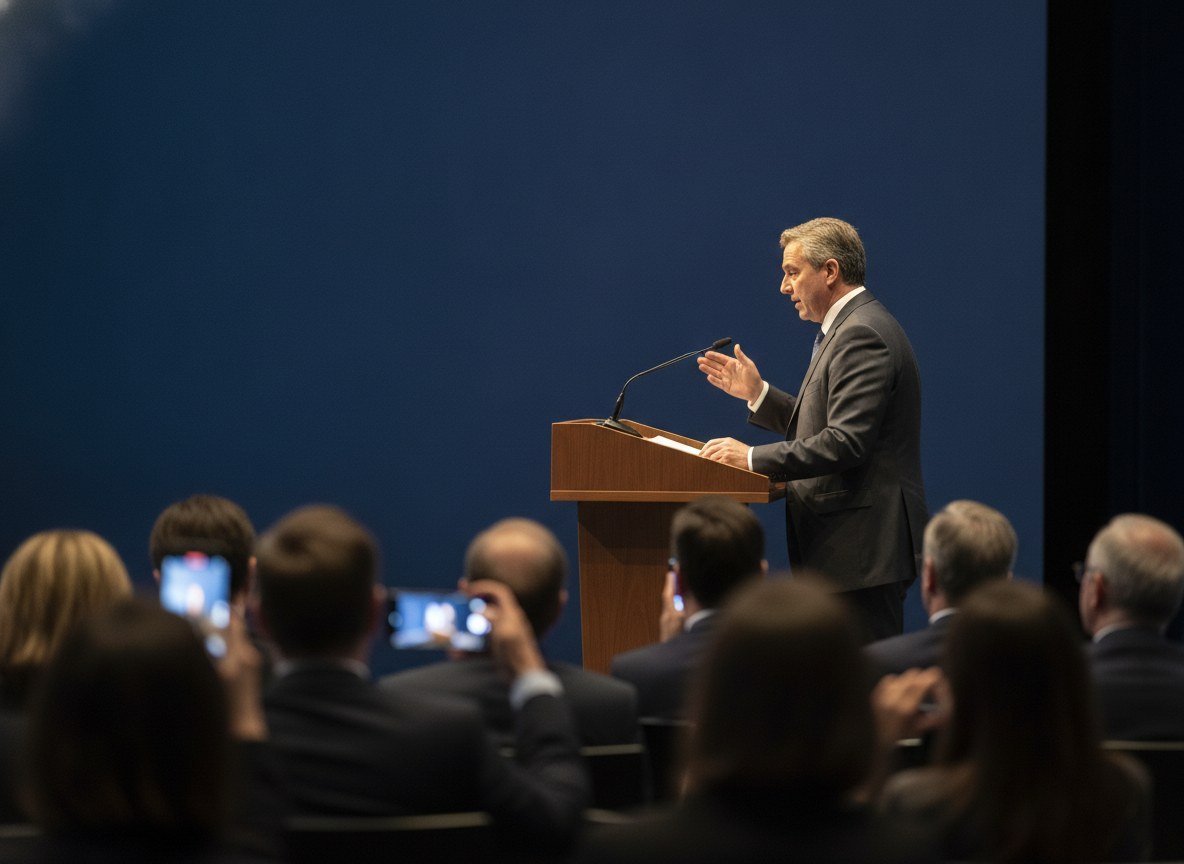 Il·lustració editorial de El president Illa clou l'AI Summit Barcelona reclamant regulació abans que la IA es desplegui sense control