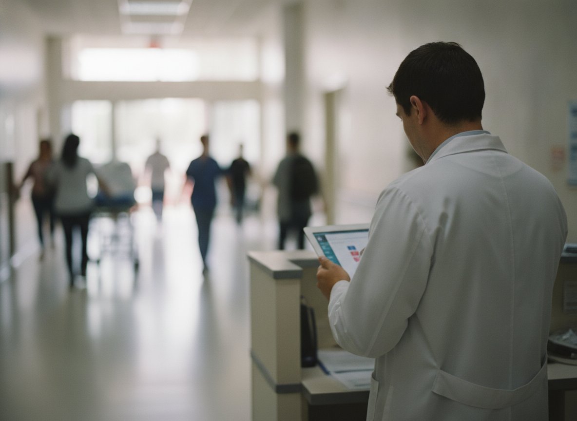 Il·lustració generada amb IA: Gairebé un milió de clínics dels Estats Units han fet 271 milions de consultes a OpenEvidence, sobretot sobre tractaments, segons un estudi a «JAMA»
