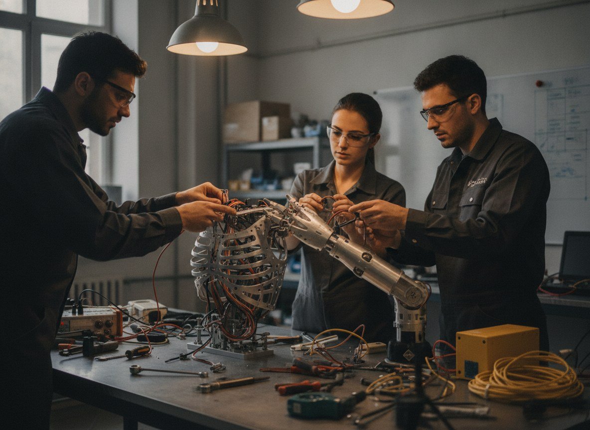 Il·lustració editorial de LG i Nvidia s'alien per construir un robot humanoide propi i portar-lo a una fàbrica de rentadores al Tennessee