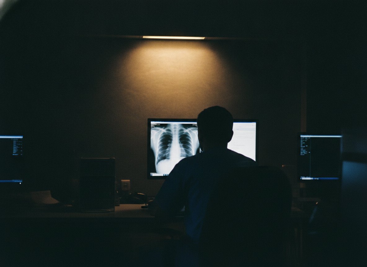 Il·lustració generada amb IA: Nature Medicine publica MedGemma, un model obert de Google per a imatge i text mèdics que millora un 15-18% en radiografies de tòrax