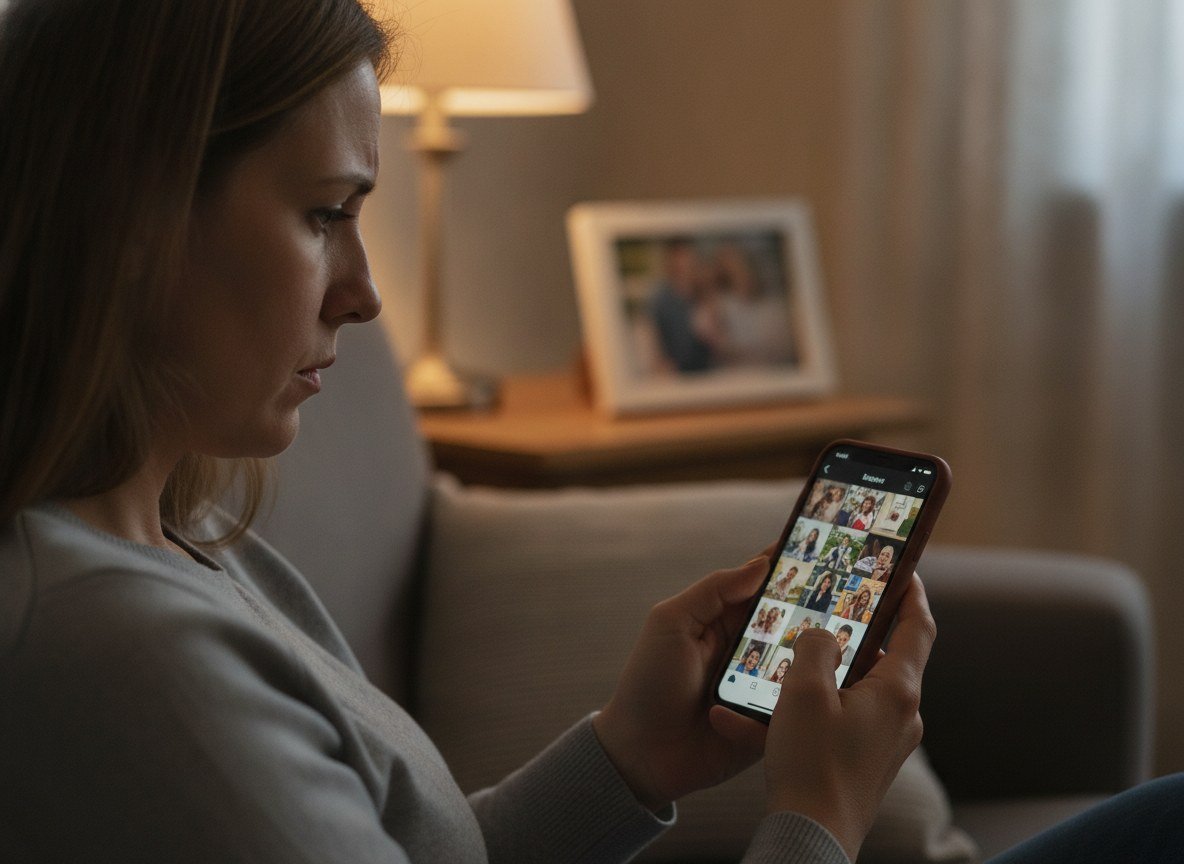 Il·lustració editorial de La IA de Meta genera preguntes que revelen dades de les filles d'una mare a partir de fotos i vídeos familiars, fins i tot d'una imatge que creia esborrada