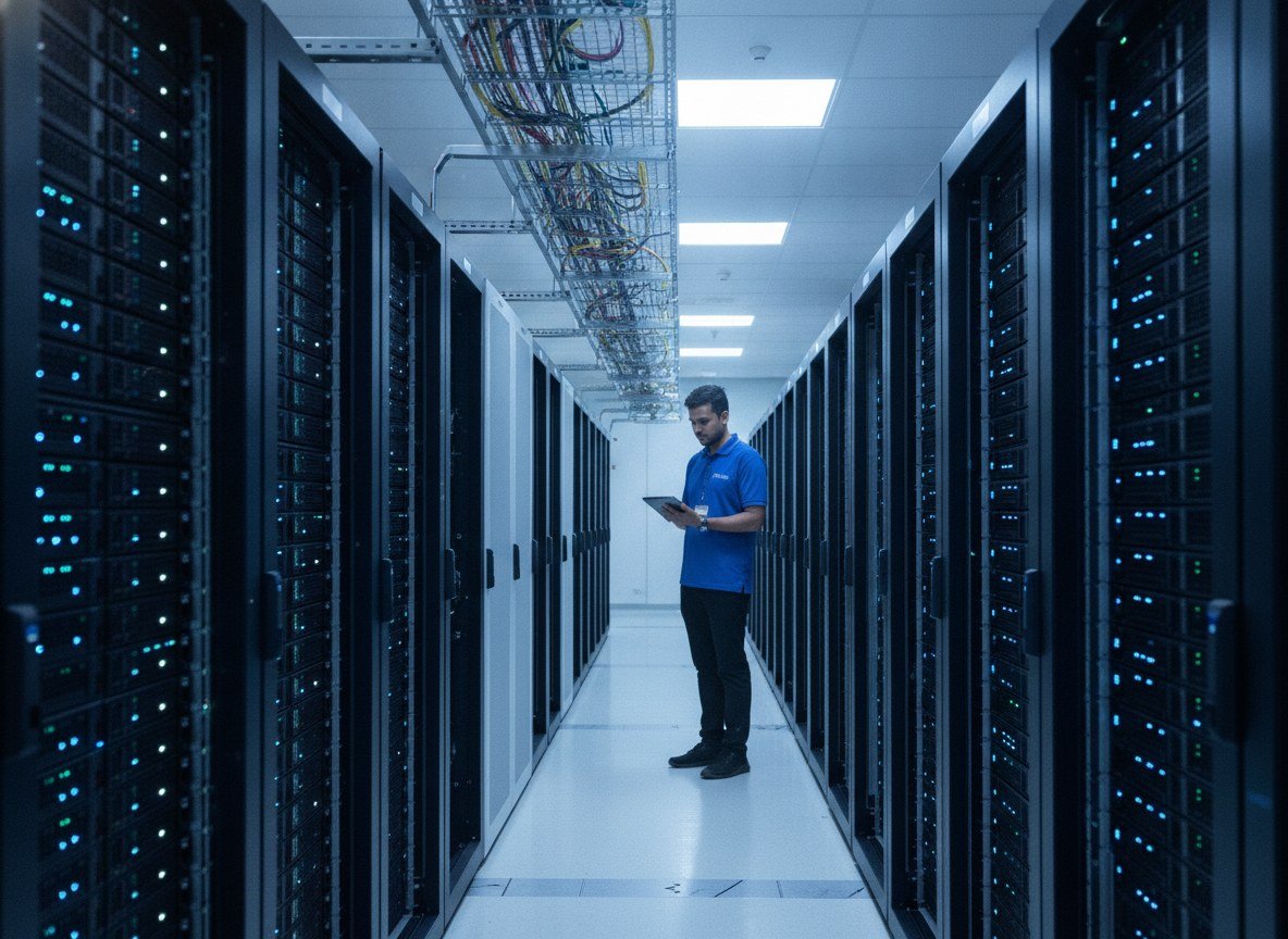 Il·lustració editorial de Microsoft obre la seva quarta regió de núvol a l'Índia, a Hyderabad, dins un compromís de 20.500 milions de dòlars al país