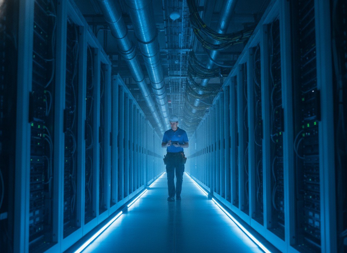 Il·lustració editorial de Satya Nadella avisa que "la pel·lícula" de la IA no acabarà bé sense creixement econòmic real, mentre Microsoft prioritza Copilot davant els clients d'Azure