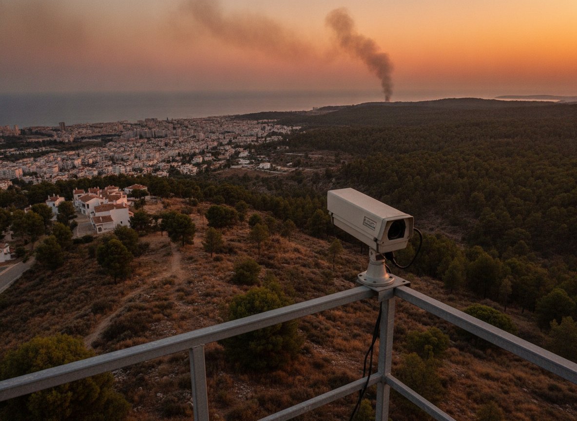 Il·lustració generada amb IA: Un projecte de Mobile World Capital detecta amb IA 1.036 columnes de fum a Collserola en dos mesos i mig, i avisa en uns tres minuts