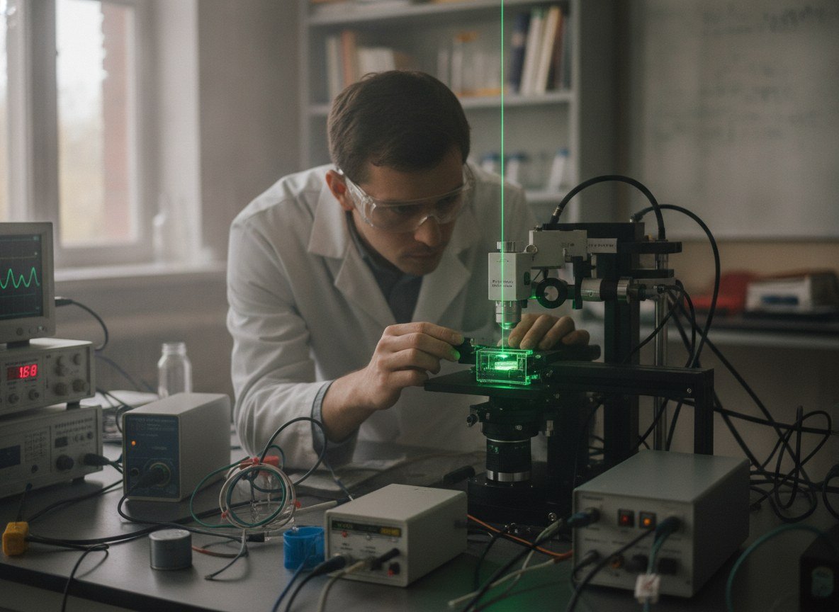 Il·lustració editorial de Uns nanorobots impulsats per llum cacen i recullen bacteris amb la precisió d'un cotxe teledirigit