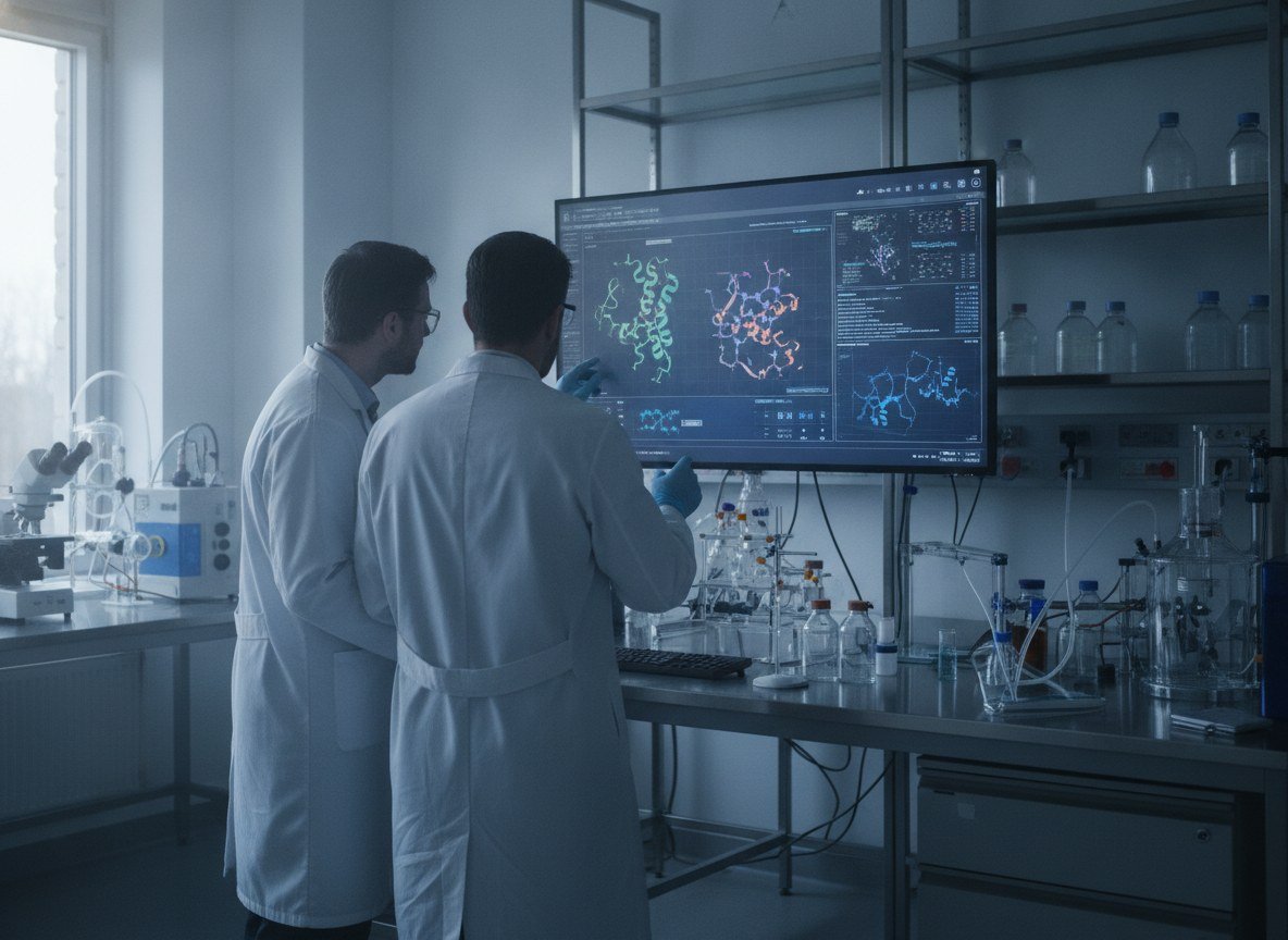 Il·lustració editorial de Novo Nordisk contracta Claude Science d'Anthropic per accelerar el descobriment de nous fàrmacs