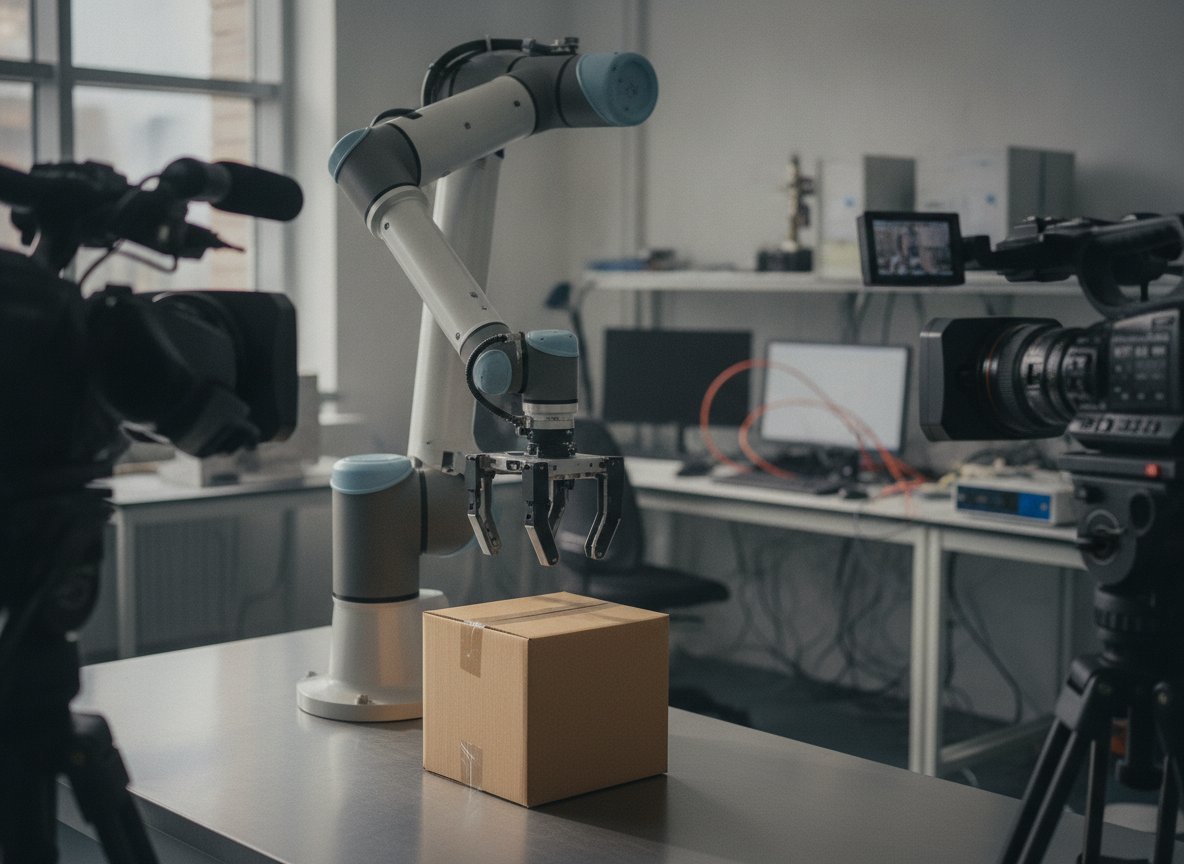 Il·lustració generada amb IA: NVIDIA publica Flora, uns models oberts que etiqueten vídeos de robots per 0,72 dòlars l'hora, uns 125 cops menys que GPT-6 Astra, segons l'empresa