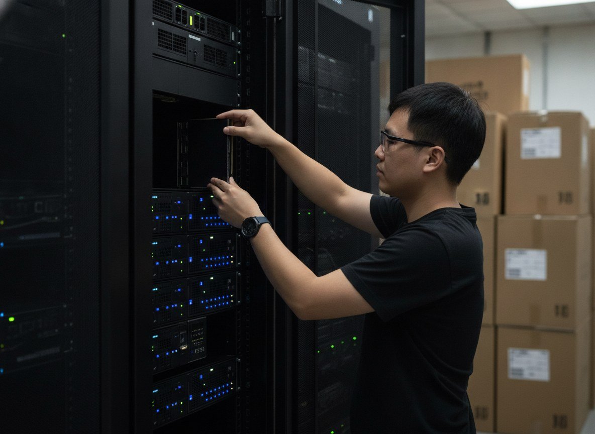 Il·lustració editorial de Pequín deixa entrar xips Nvidia H200 a la Xina, però és el mateix govern xinès qui ara els vol mantenir lluny del continent