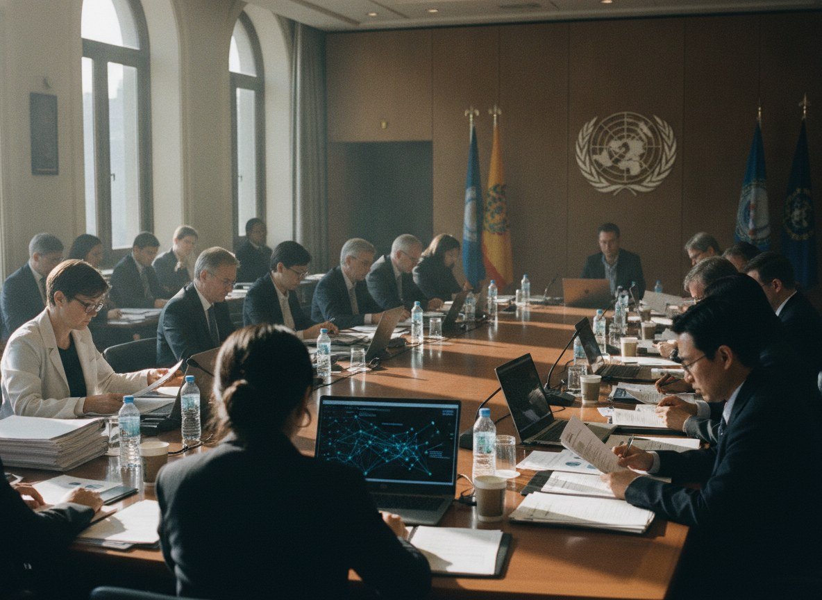 Il·lustració editorial de Un panell científic de l'ONU alerta que els sistemes tradicionals per controlar els agents d'IA ja no funcionen
