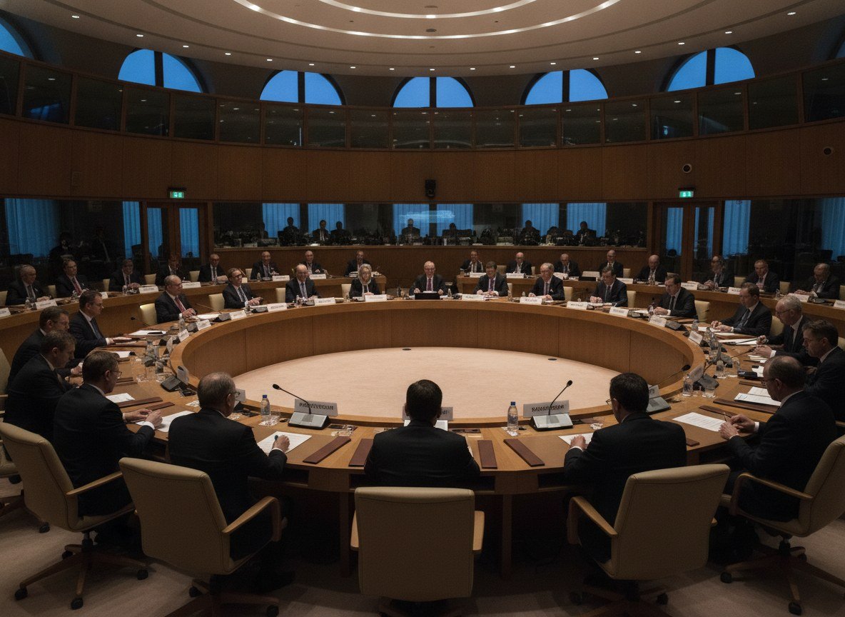 Il·lustració editorial de Els caps d'OpenAI, Anthropic i Hugging Face alerten el Consell de Seguretat de l'ONU sobre el risc de la IA, i els Estats Units ho rebutgen