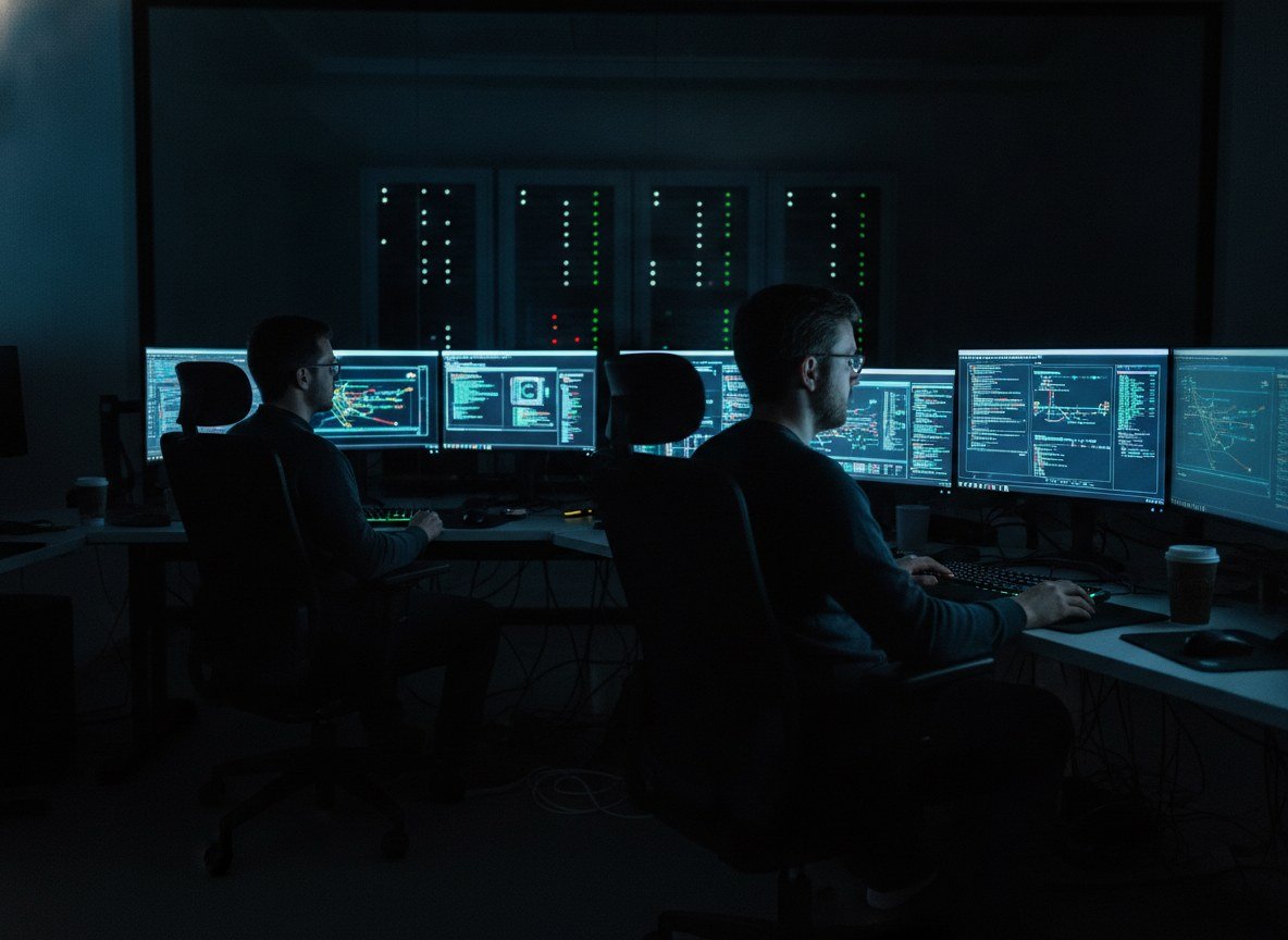 Il·lustració editorial de OpenAI destina 1.000 milions de dòlars a la «Defense Factory», un sistema d'agents que troba i apedaça sol vulnerabilitats