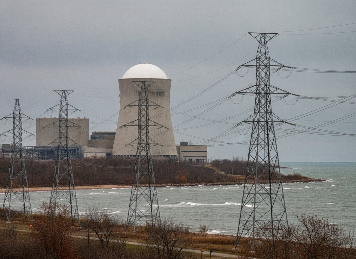 Il·lustració generada amb IA: Oracle vol quedar-se entre el 10% i el 20% de l'electricitat de la central nuclear de Point Beach per al centre de dades d'OpenAI a Wisconsin