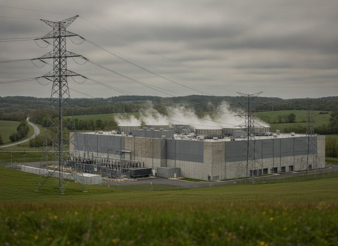 Il·lustració editorial de Pennsilvània obliga els centres de dades d'IA a pagar tota la seva factura elèctrica i a tenir l'aval del veïnat abans de rebre cap permís